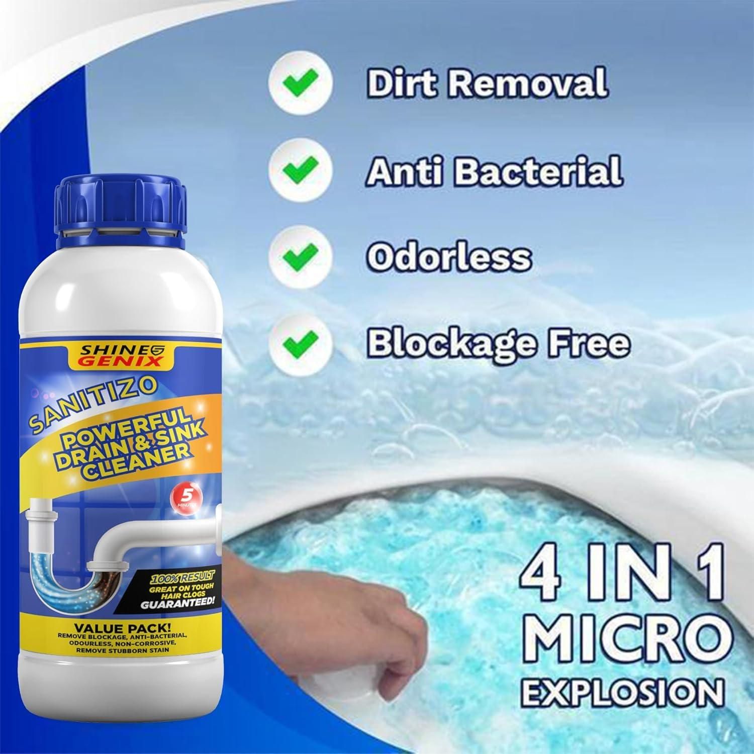 Sanitizo Powerful Drain & Sink Cleaner Powder 100 gm Each(Pack of 4)